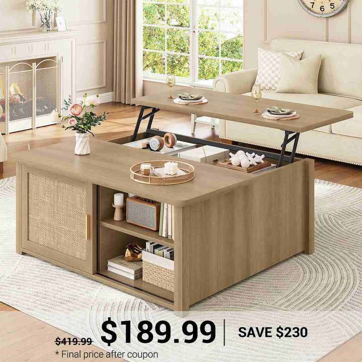 SEDETA 31.5 Inch Lift Top Square Coffee Table with Storage for Living Room