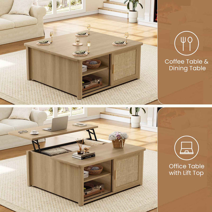 SEDETA | 31.5 Inch Lift Top Square Coffee Table Farmhouse with Storage for Living Room