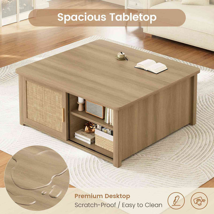 SEDETA | 31.5 Inch Lift Top Square Coffee Table Farmhouse with Storage for Living Room