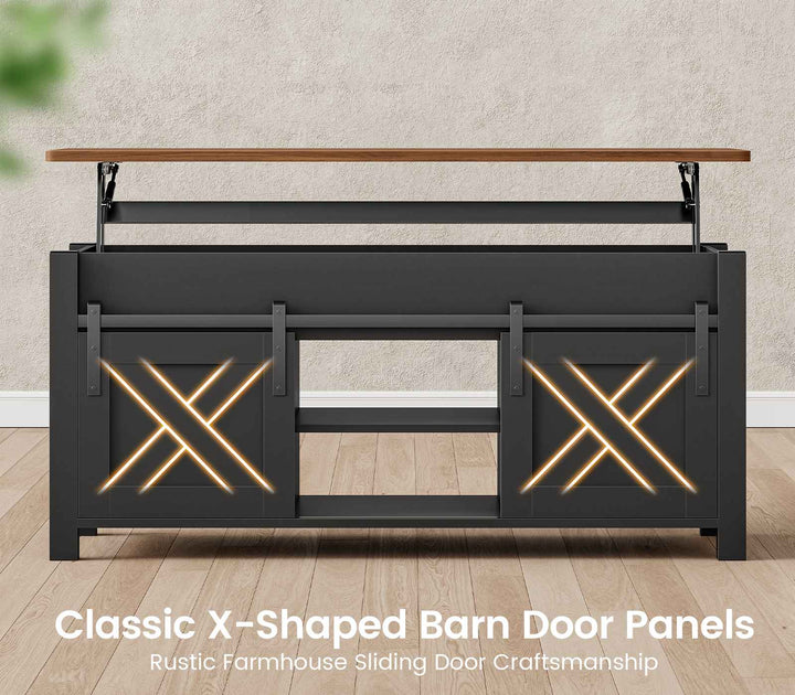 SEDETA 39.3 Inch Lift Top Coffee Table Farmhouse Lift Tabletop Dining Table Gas Spring Hidden Compartment Open Storage Shelf for Living Room