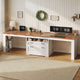 SEDETA® 94.5 Inch Farmhouse Two Person Desk with Large File Drawers Long Computer Desk with Power Outlet Double Computer Desk with Storage Shelves