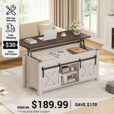 SEDETA 39.3 Inch Lift Top Coffee Table Farmhouse Lift Tabletop Dining Table Gas Spring Hidden Compartment Open Storage Shelf for Living Room