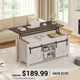 SEDETA 39.3 Inch Lift Top Coffee Table Farmhouse Lift Tabletop Dining Table Gas Spring Hidden Compartment Open Storage Shelf for Living Room