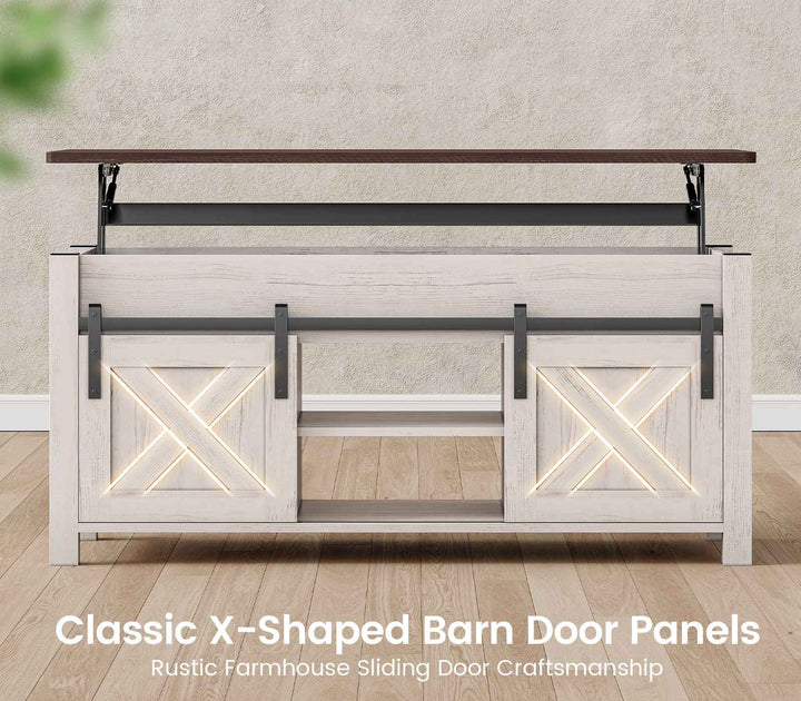 SEDETA 39.3 Inch Lift Top Coffee Table Farmhouse Lift Tabletop Dining Table Gas Spring Hidden Compartment Open Storage Shelf for Living Room