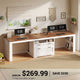 SEDETA 94.5 Inch Farmhouse Two Person Desk Long Computer Desk for Large File Drawer & Power Outlet Double Computer Desk with Storage Shelves for Home Office