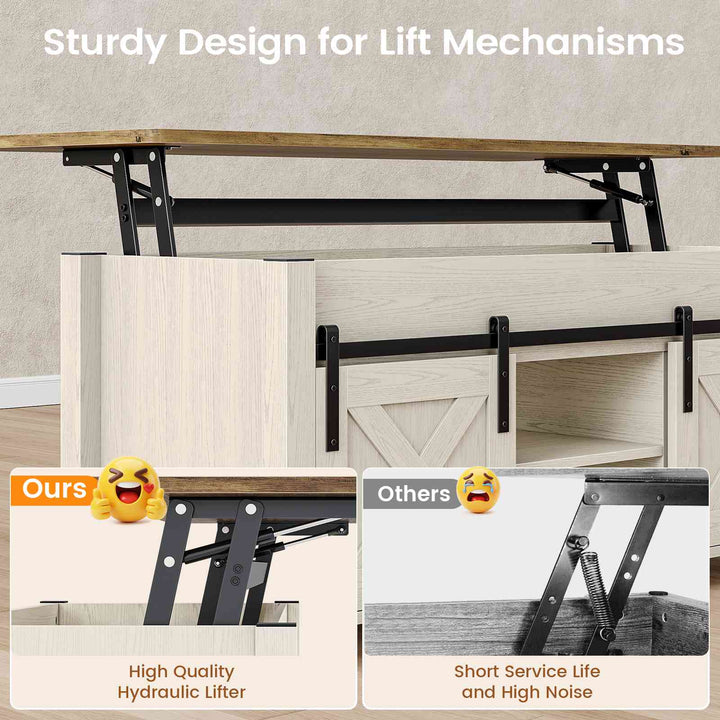 SEDETA 39.3 Inch Lift Top Coffee Table Farmhouse Lift Tabletop Dining Table Gas Spring Hidden Compartment Open Storage Shelf for Living Room