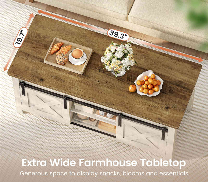 SEDETA 39.3 Inch Lift Top Coffee Table Farmhouse Lift Tabletop Dining Table Gas Spring Hidden Compartment Open Storage Shelf for Living Room