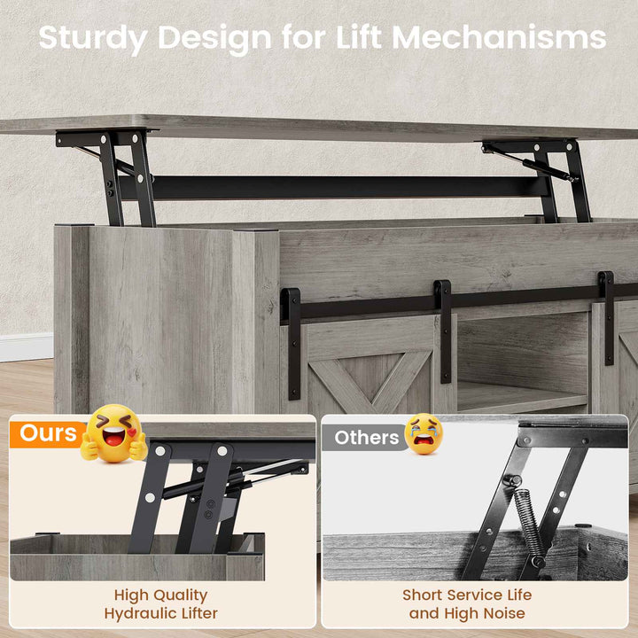 SEDETA 39.3 Inch Lift Top Coffee Table Farmhouse Lift Tabletop Dining Table Gas Spring Hidden Compartment Open Storage Shelf for Living Room