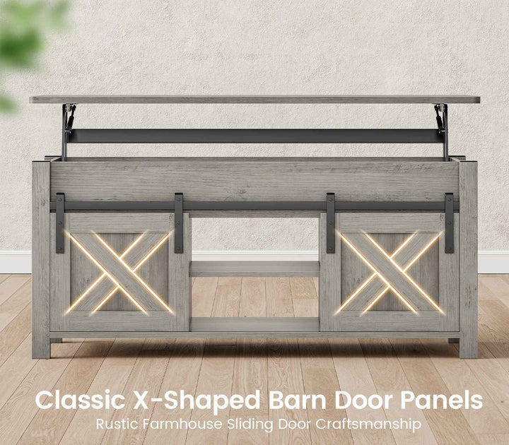 SEDETA 39.3 Inch Lift Top Coffee Table Farmhouse Lift Tabletop Dining Table Gas Spring Hidden Compartment Open Storage Shelf for Living Room