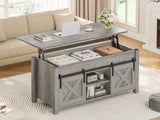 SEDETA® 39.3 Inch Lift Top Coffee Table with Hidden Compartment Farmhouse Lift Tabletop with Open Storage Shelf Dining Table with Gas Spring for Living Room