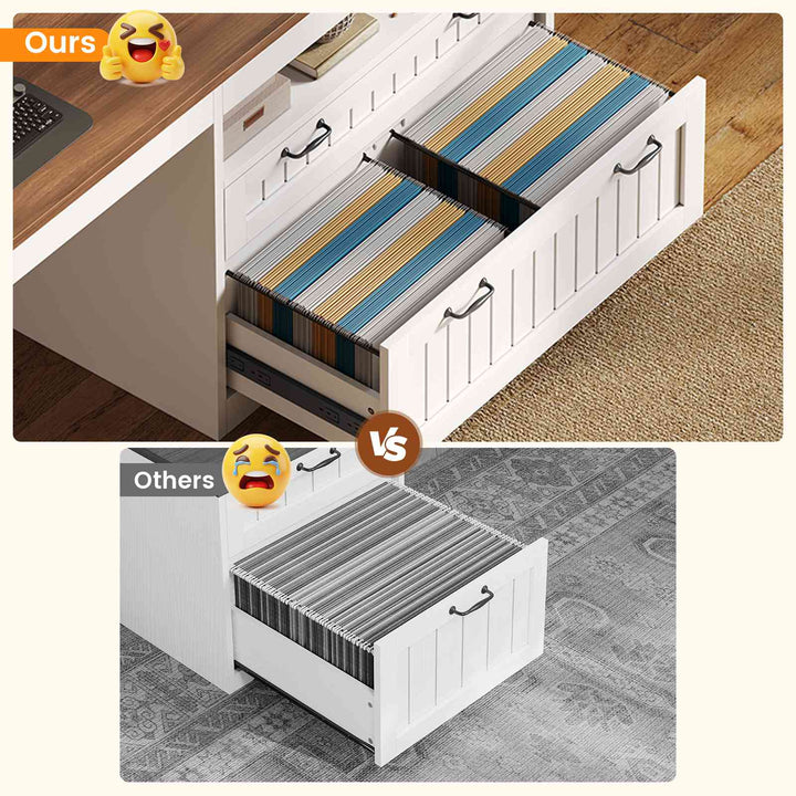 SEDETA® 94.5 Inch Farmhouse Two Person Desk with Large File Drawers Long Computer Desk with Power Outlet Double Computer Desk with Storage Shelves