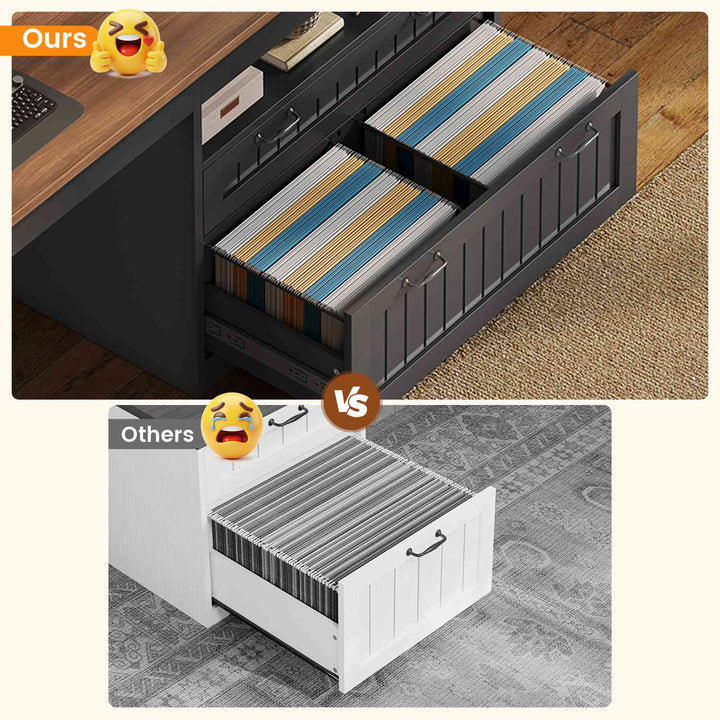 SEDETA® 94.5 Inch Farmhouse Two Person Desk with Large File Drawers Long Computer Desk with Power Outlet Double Computer Desk with Storage Shelves