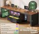 SEDETA® 94.5 Inch Farmhouse Two Person Desk with Large File Drawers Long Computer Desk with Power Outlet Double Computer Desk with Storage Shelves