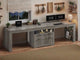 SEDETA® 94.5 Inch Farmhouse Two Person Desk with Large File Drawers Long Computer Desk with Power Outlet Double Computer Desk with Storage Shelves