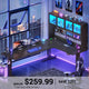 SEDETA 67 Inch Standing L Shaped Gaming Desk Office Computer Desk with Storage Hutch Stand Up Corner Desk with Pegboard & Led Lights for Home Office