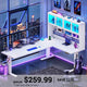 SEDETA 67 Inch Standing L Shaped Gaming Desk Office Computer Desk with Storage Hutch Stand Up Corner Desk with Pegboard & Led Lights for Home Office