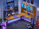 SEDETA 67 Inch Standing L Shaped Gaming Desk Office Computer Desk with Storage Hutch Stand Up Corner Desk with Pegboard & Led Lights for Home Office