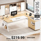 SEDETA 63 Inch Executive Desk with Movable File Cabinet Office Desk with 4 Hooks Power Outlet Computer Desk with Privacy Baffle for Home Office