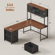 SEDETA® 62.2 Inch Farmhouse L Shaped Gaming Desk with LED Lights Hutch Reversible Computer Desk with Power Outlet Two Person Corner Desk with Storage Shelves