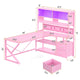 SEDETA 59 Inch L Shaped LED Gaming Desk Home Office Computer Table with Drawers and Bookshelf