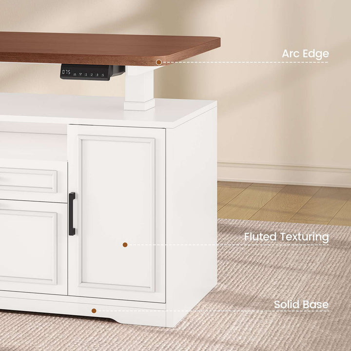 SEDETA® 69 Inch Height Adjustable Standing Desk with 4 Drawers L Shaped Electric  Office Executive Desk with Storage Shelves Sit Stand Computer Desk with Power Outlet