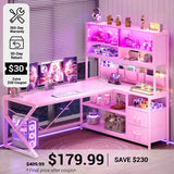 SEDETA® 59 Inch L Shaped Gaming Desk Super Spacious Desktop Home Office Corner Computer Table with Storage