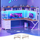 SEDETA 94.5 Inch Convertible Gaming Desk with Storage Shelves and Hutch Computer Desk with Drawers Power Outlet and LED Lights