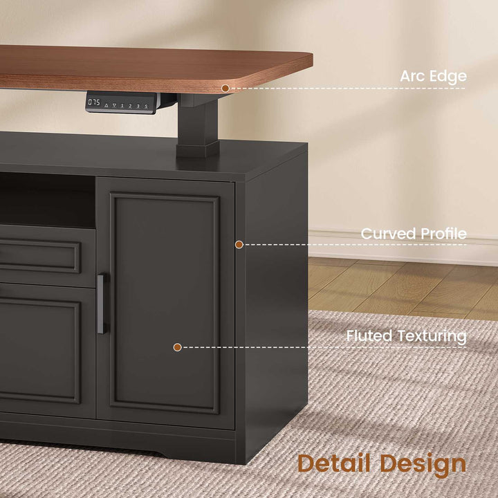 SEDETA® 69 Inch Height Adjustable Standing Desk with 4 Drawers L Shaped Electric  Office Executive Desk with Storage Shelves Sit Stand Computer Desk with Power Outlet