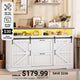 SEDETA® 47.2 Inch Filing Cabinets Farmhouse File Cabinet fit Legal/Letter/A4 File with Barn Door Printer Stand Power Outlets LED Lights