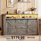 SEDETA | 47.2 Inch Farmhouse File Cabinet with Barn Door Printer Stand Power Outlets LED Lights Filing Cabinets fit Legal/Letter/A4 File