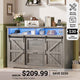 SEDETA 47.2 Inch File Cabinet 2 Drawers Farmhouse Filing Cabinets for A4 File with Barn Door Power Outlets Printer Stand LED Lights