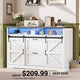 SEDETA 47.2 Inch File Cabinet 2 Drawers Farmhouse Filing Cabinets for A4 File with Barn Door Power Outlets Printer Stand LED Lights