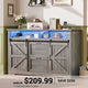 SEDETA 47.2 Inch File Cabinet 2 Drawers Farmhouse Filing Cabinets for A4 File with Barn Door Power Outlets Printer Stand LED Lights