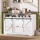 SEDETA 47.2 Inch File Cabinet 2 Drawers Farmhouse Filing Cabinets for A4 File with Barn Door Power Outlets Printer Stand LED Lights