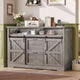 SEDETA 47.2 Inch File Cabinet 2 Drawers Farmhouse Filing Cabinets for A4 File with Barn Door Power Outlets Printer Stand LED Lights