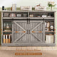 SEDETA 47.2 Inch File Cabinet 2 Drawers Farmhouse Filing Cabinets for A4 File with Barn Door Power Outlets Printer Stand LED Lights
