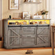 SEDETA 47.2 Inch File Cabinet 2 Drawers Farmhouse Filing Cabinets for A4 File with Barn Door Power Outlets Printer Stand LED Lights