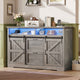 SEDETA 47.2 Inch File Cabinet 2 Drawers Farmhouse Filing Cabinets for A4 File with Barn Door Power Outlets Printer Stand LED Lights