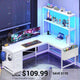SEDETA® 51.2 Inch L Shaped Computer Desk Reversible Gaming Desk with LED Lights for Small Spaces with Drawer and Shelves
