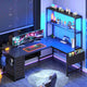 SEDETA 51.2 Inch Reversible L shaped Gaming Desk Small Corner Desk with LED Lights 4 Drawers and Storage Shelves