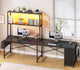 SEDETA 51.2 Inch Reversible L shaped Gaming Desk Small Corner Desk with LED Lights 4 Drawers and Storage Shelves