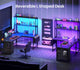 SEDETA 51.2 Inch Reversible L shaped Gaming Desk Small Corner Desk with LED Lights 4 Drawers and Storage Shelves