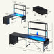 SEDETA 51.2 Inch Reversible L shaped Gaming Desk Small Corner Desk with LED Lights 4 Drawers and Storage Shelves