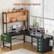 SEDETA 51.2 Inch Reversible L shaped Gaming Desk Small Corner Desk with LED Lights 4 Drawers and Storage Shelves