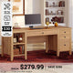 SEDETA® 58 Inch Solid Pine Wood Computer Desk with 4 Wood Drawers Executive Home Office Desk with Storage Shelves for Work Study Writing