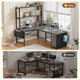 SEDETA 51.2 Inch Reversible L shaped Gaming Desk Small Corner Desk with LED Lights 4 Drawers and Storage Shelves