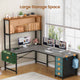 SEDETA 51.2 Inch Reversible L shaped Gaming Desk Small Corner Desk with LED Lights 4 Drawers and Storage Shelves