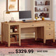 SEDETA 58 Inch Solid Pine Wood Computer Desk Executive Home Office Desk with 4 Wood Drawers and Storage Shelves for Work Study Writing