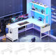 SEDETA 51.2 Inch Reversible L shaped Gaming Desk Small Corner Desk with LED Lights 4 Drawers and Storage Shelves