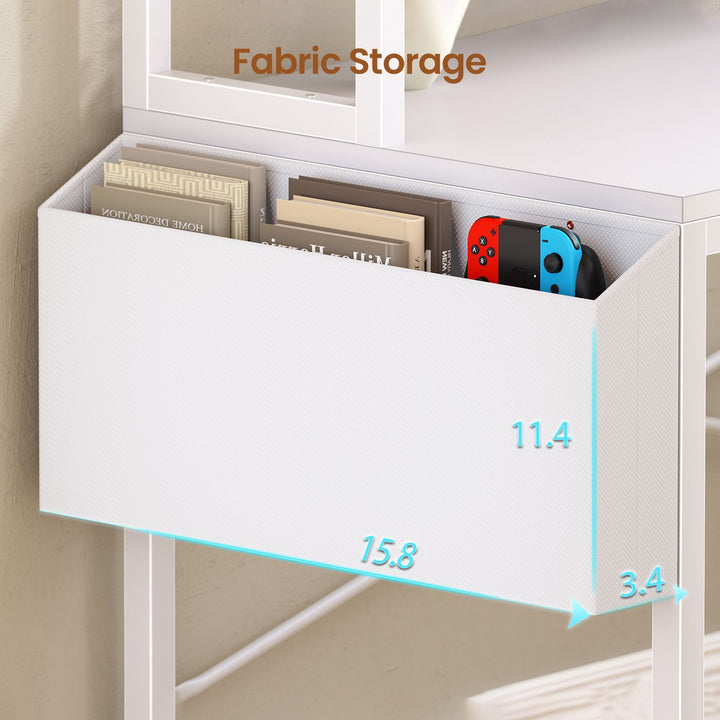 SEDETA 51.2 Inch Reversible L shaped Gaming Desk Small Corner Desk with LED Lights 4 Drawers and Storage Shelves